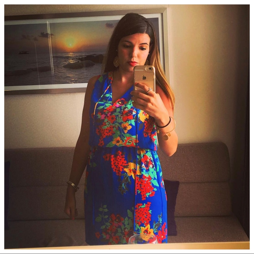 Bright Colored Floral Print Dress